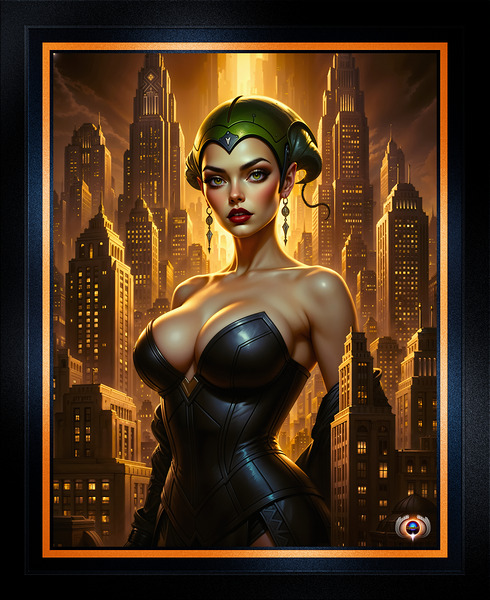 A Golden City Guardian Portrait Of Urbana Mirel Gorgeous AI Concept Art by Xzendor7 Print