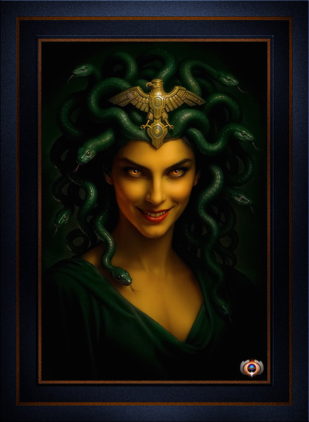 The Deviousness Of Medusa And Her Captive Golden Eyes Captivating AI Concept Art by Xzendor7 by xzendor7