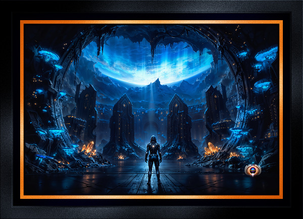 Hikari Vorthas Before The Frozen Sanctum Of Nyxorian Fastenating AI Concept Art by Xzendor7 Print