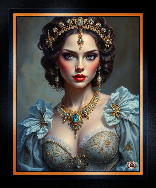 Exquisite Portrait Of Lady Seliya A Masterpiece Of Royal Elegance Captivating AI Concept Art by Xzendor7 Print