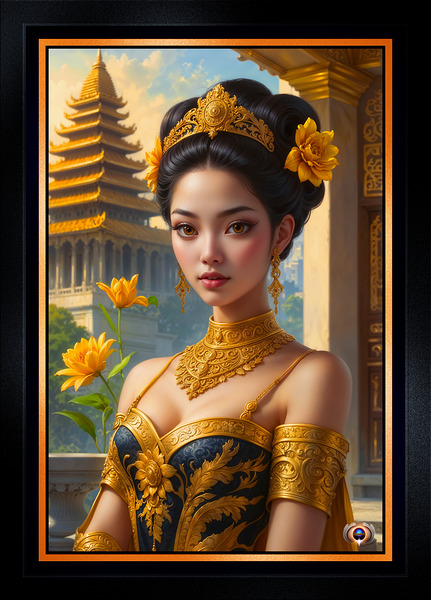 Gilded Portrait Of Lady Anya In The Ancient Temple Of Ossron Mesmerizing AI Concept Art by Xzendor7 by xzendor7