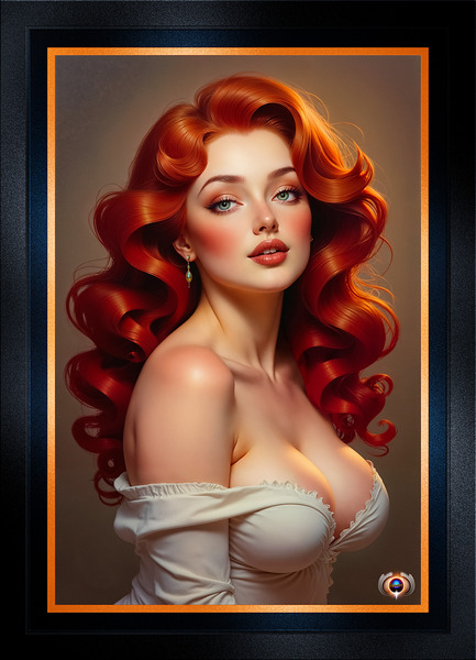 Artistic Study Of The Redhead Beauty Lyudmila Volkolov Gorgeous AI Concept Art by Xzendor7 Print