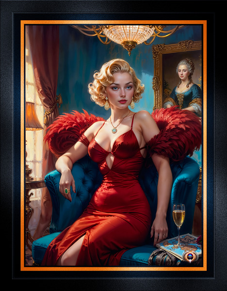 Portrait of Elara Hochberg Within Interior Antique Setting Stunning AI Concept Art by Xzendor7 Print