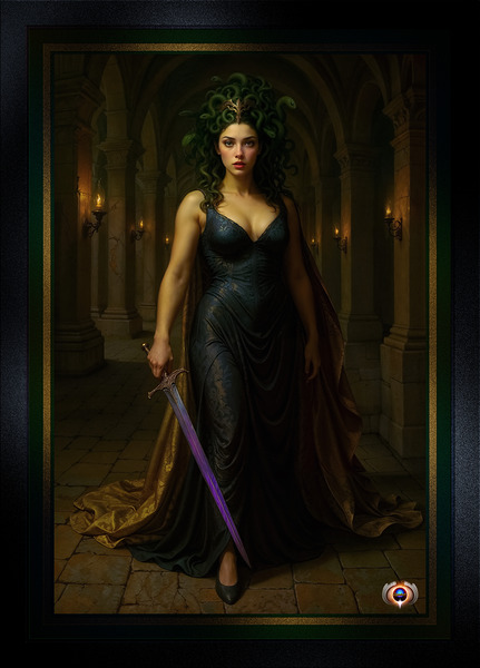 Portrait Of Medusa In The Ancient Temple Of Xylia Morianna Mesmerizing AI Concept Art by Xzendor7 by xzendor7