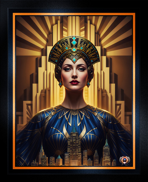 Majestic Portrait Of Rilva Erenia Amidst Golden Architecture Stunning AI Concept Art by Xzendor7 Print