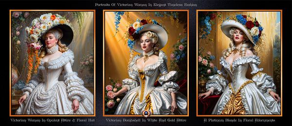 Portraits Of Victorian Woman In Elegant Timeless Fashion Mesmerizing AI Concept Art by Xzendor7 Print