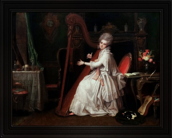 A Lady Playing on the Harp by Richard Cosway Old Masters Classical Art Reproduction Print