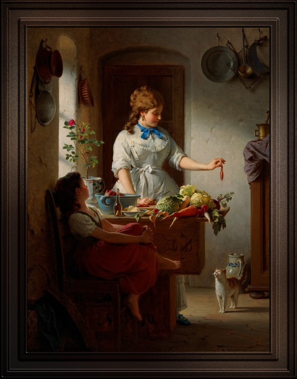 A Kitchen Idyll by Anton Ebert Old Masters Classical Fine Art Reproduction  Imprimer