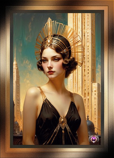 A Vision Of Art Deco Elegance Captivating AI Concept Art by Xzendor7 Print