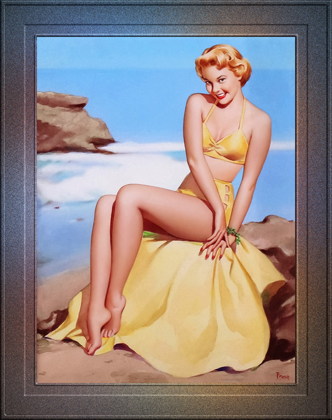 An American Cutie By The Shore by Pearl Alice Frush Remastered Xzendor7 Vintage Art Old Masters Reproductions by xzendor7
