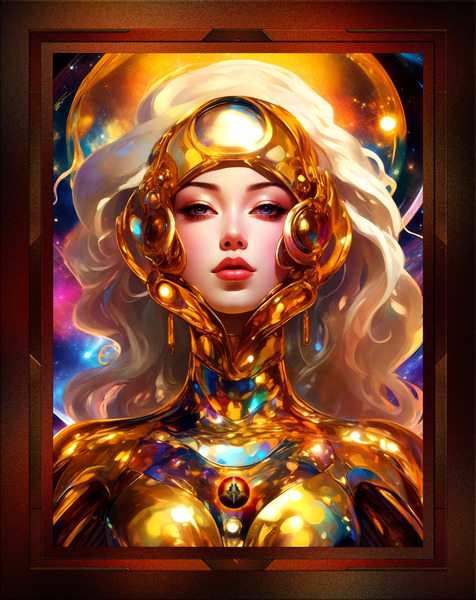 An Ethereal Space Girl And All That Glitters Sci-FI Fantasy AI Concept Art Portrait by Xzendor7 Print