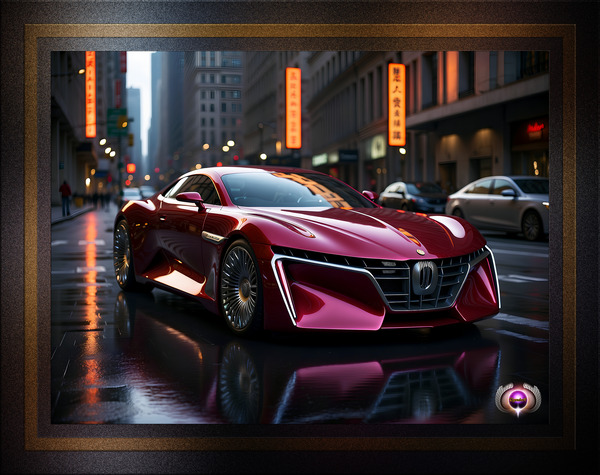 Astrada A17595 Ruby Red High Performance Luxury Sports Coupe AI Concept Art by Xzendor7  Print