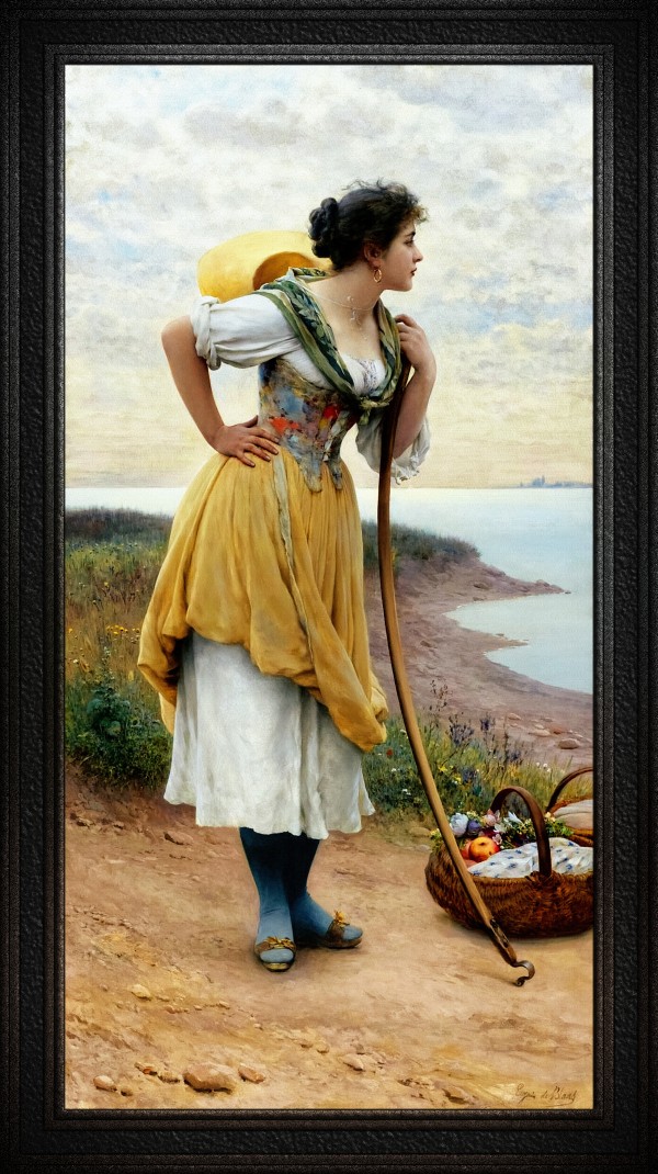 Awaiting The Return by Eugene de Blaas Classical Fine Art Reproduction Print