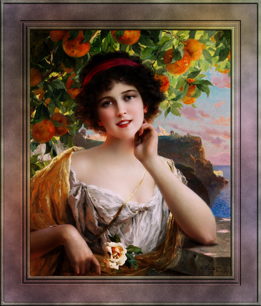 Beauty Under The Orange Tree by Emile Vernon Vintage Xzendor7 Old Masters Reproductions by xzendor7