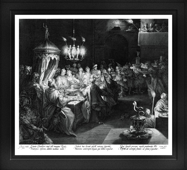 Belshazzars Feast by Dutch Engraver Jan Muller Remastered Xzendor7 Classical Fine Art Old Masters Reproductions Print