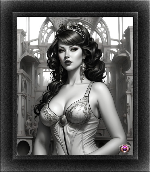 Carina Retro Age Pin Up Girl Stunning Portrait Illustraion AI Concept Art by Xzendor7  Print