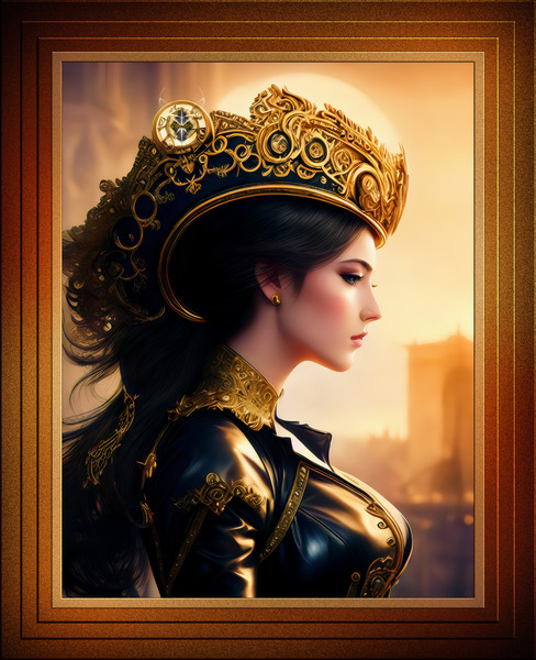 Contessa Agraphina DLampanada Steampunk Fantasy Portrait Of A Lady AI Concept Art by Xzendor7 Print
