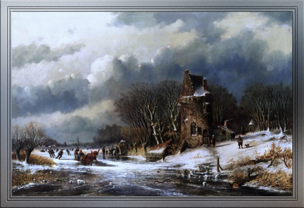 Dutch Landscape With Figures by Andreas Schelfhout Old Master Reproduction by xzendor7