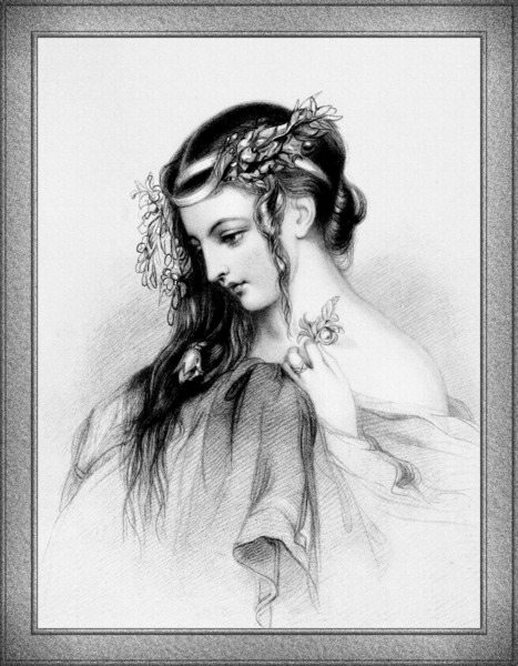 The Flower Girl Classical Art Illustration  Print