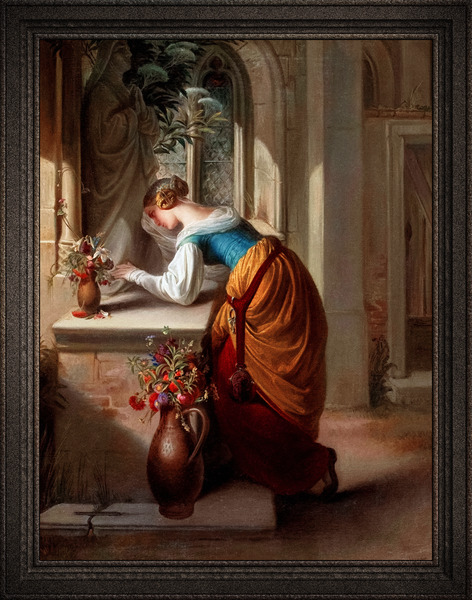 Gretchen vor der Statue der Heiligen Maria by Adam Vogler Classical Art Old Masters Reproduction Print