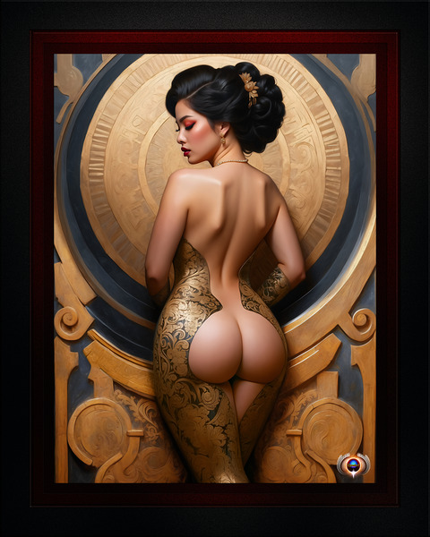 Her Geometric Curves Captivating AI Concept Art Portrait by Xzendor7 Print