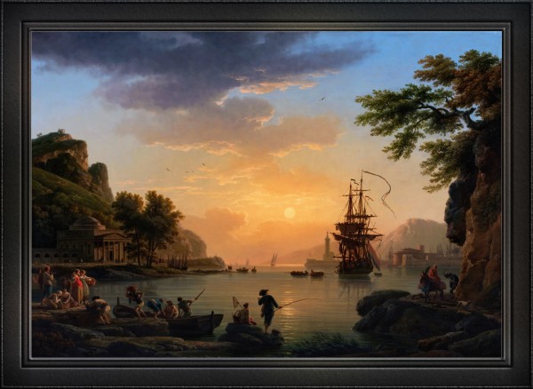 Landscape at Sunset with Fishermen Returning with Their Catch by Claude Joseph Vernet Print