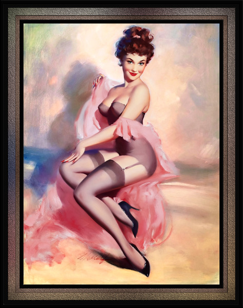 Lingerie Pin-up Girl by Bill Medcalf Pin-Up Girl Vintage Artwork  Print