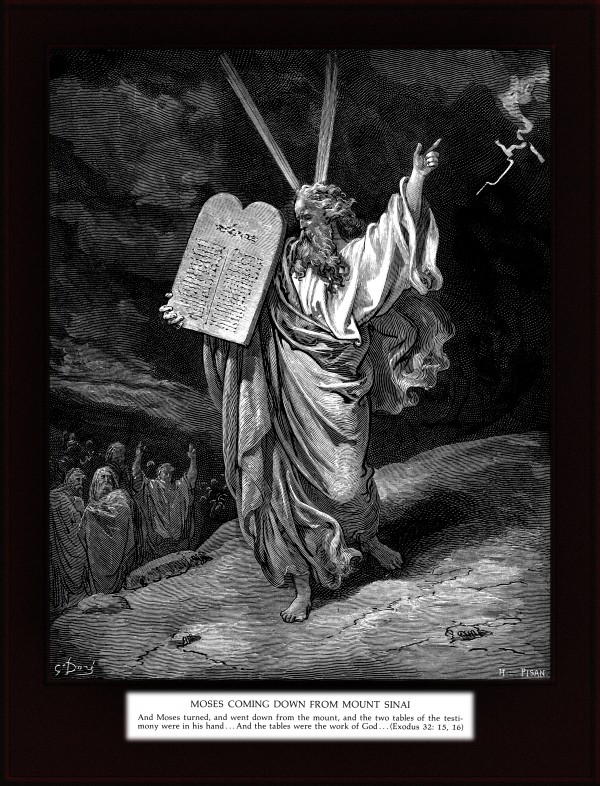 Moses Comes Down from Mount Sinai by Engraving by H. Pisan Old Masters Classical Art Reproduction by xzendor7
