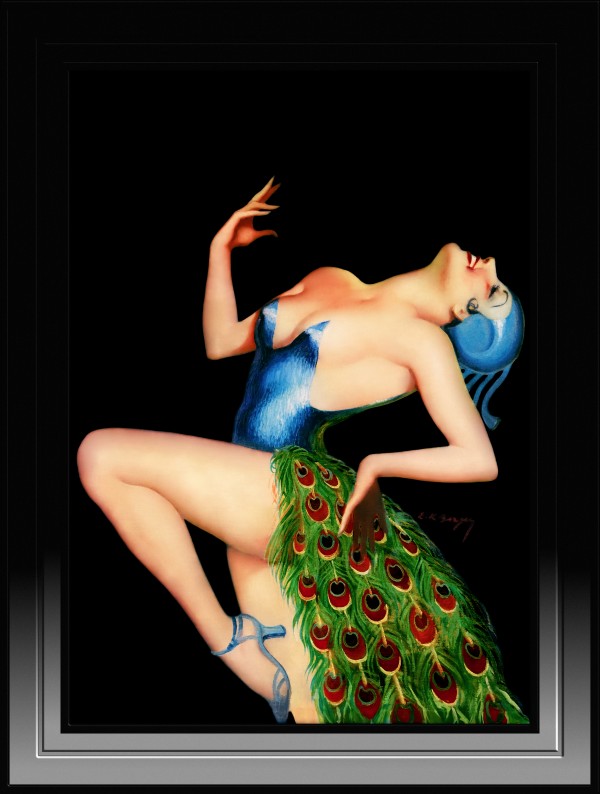 Peacock Dancer by Earle Kulp Bergey Vintage Art Deco Reproduction by xzendor7