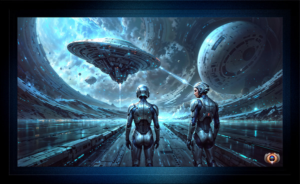 Planetary Trans-Dimensional Teleportation Outpost Mesmerizing AI Concept Art by Xzendor7 Print