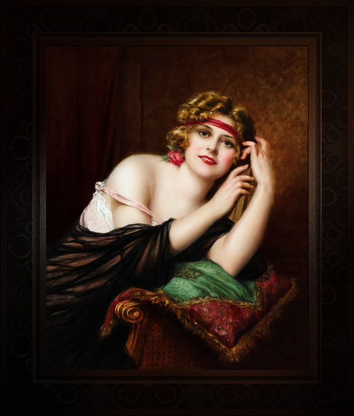 Portrait Of An Elegant Woman by Francois Martin-Kavel Vintage Illustration Xzendor7 Art Reproductions by xzendor7