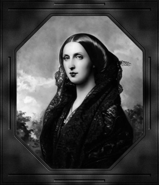 Portrait of Princess Maria Ilyinichna Golitsyna by Federico de Madraso y Kunz Black and White Xzendor7 Old Masters Art Reproductions by xzendor7