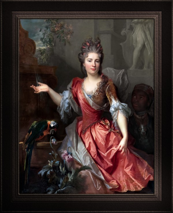 Portrait of a Woman and an Enslaved Servant by Nicolas De Largillerre Fine Art Old Masters Reproduction Print