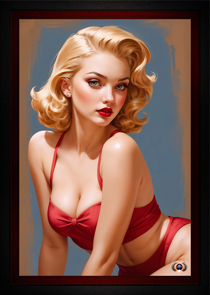 Red Is My Favorite Mesmerizing Pinup Girl Portrait AI Concept Art by Xzendor7 by xzendor7