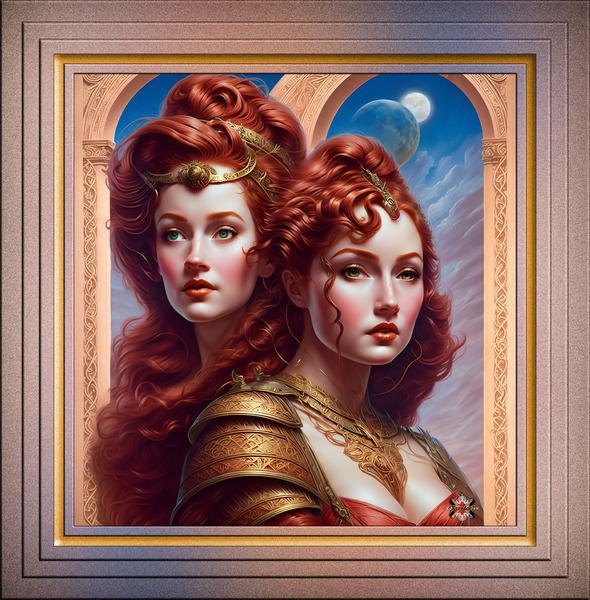The Sisters Red AI Digital Artwork by Xzendor7 Print