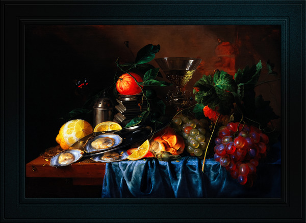 Still Life with Oysters and Grapes by Jan Davidsz de Heem Remastered Xzendor7 Classical Fine Art Old Masters Reproductions Print