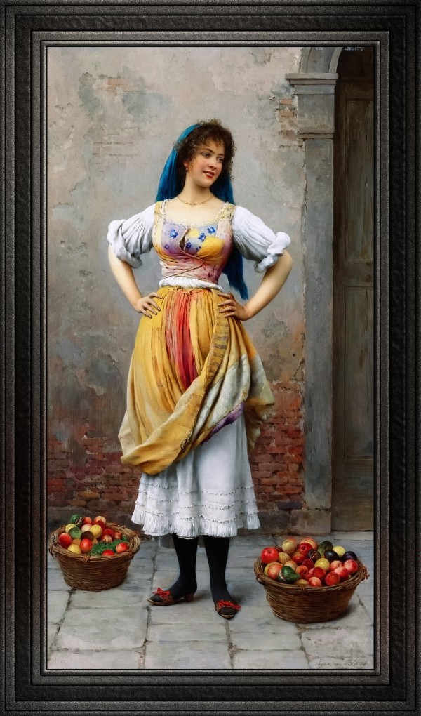 The Market Girl by Eugene de Blaas Classical Art Old Masters Reproduction Print