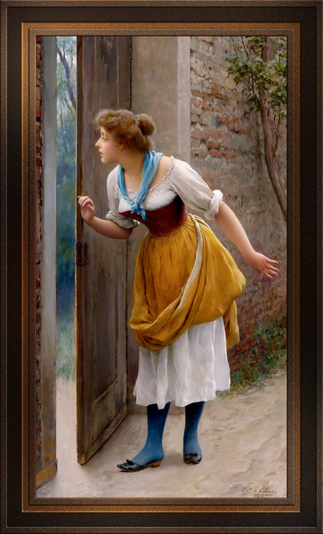 The Eavesdropper by Eugen von Blaas Remastered Xzendor7 Classical Fine Art Old Masters Reproductions by xzendor7