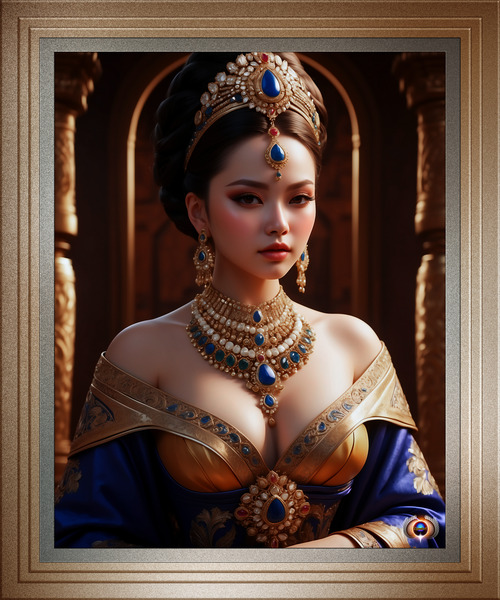 The Elegant Concubine Of Thelous Gorgeous AI Concept Art Portrait by Xzendor7 Print