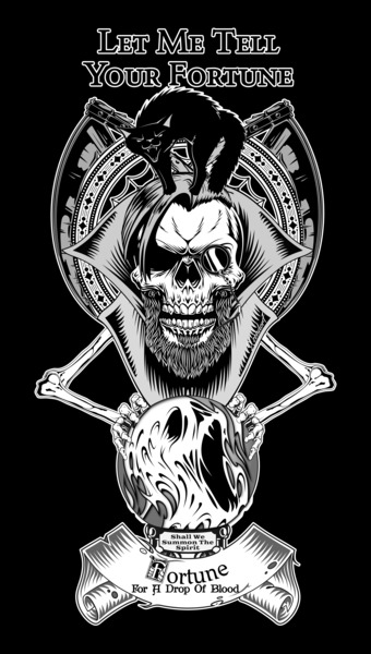 The Fortune Teller Black And White On Black Background Digital Art by Xzendor7 by xzendor7