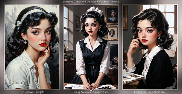 The Nostalgic Grace And Elegance Of A Young Woman Captivating AI Concept Art by Xzendor7 Print