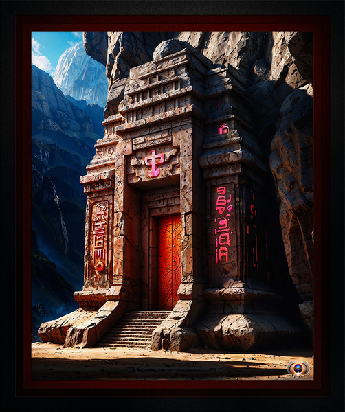 The Old Temple Of The Amalgites Within The Seven Magic Mountains Mesmerizing AI Concept Art by Xzendor7  Print