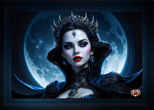 Portrait Of The Vampire Moon Queen Captivating AI Concept Art by Xzendor7  Print