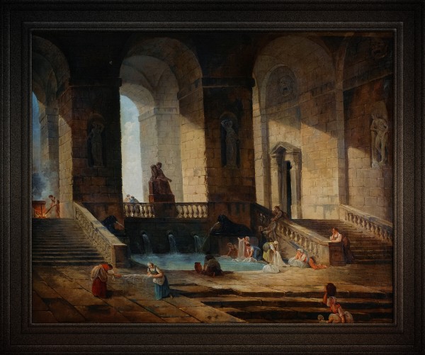 Washerwomen In A Roman Architecture by Hubert Robert Old Masters Reproduction Print