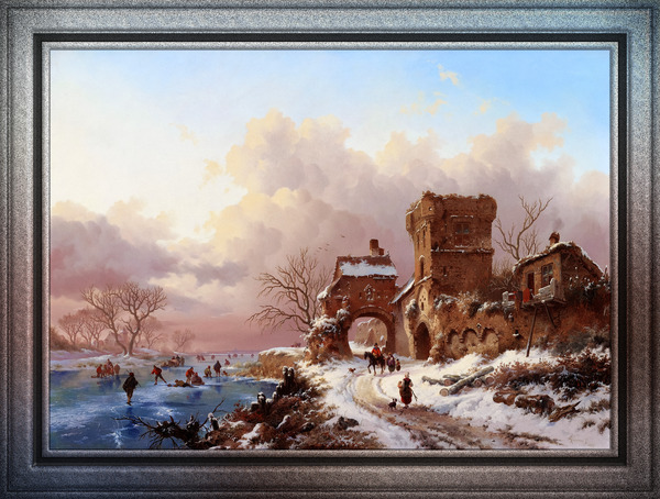 Winter Landscape With Travelers by Frederik Kruseman Old Masters Classical Fine Art Reproduction by xzendor7