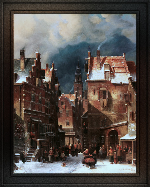 Winterliche Stadtansicht by Charles Leickert Remastered Xzendor7 Classical Fine Art Old Masters Reproductions by xzendor7