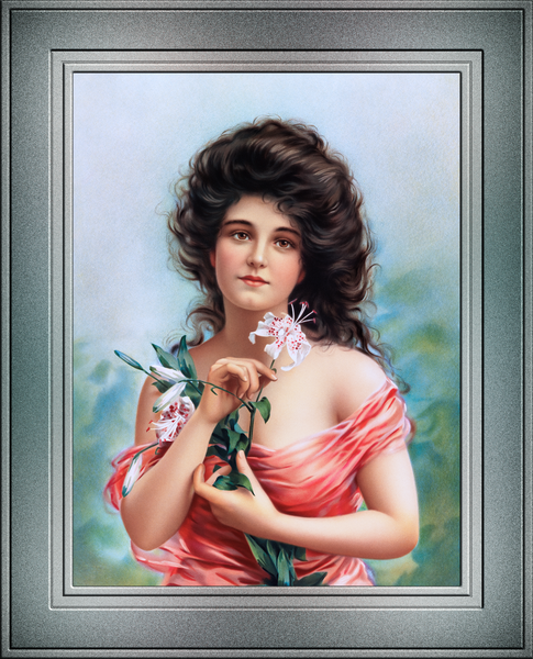 Woman with Lily by Louis Prang Remastered Vintage Retro Xzendor7 Art Reproductions by xzendor7