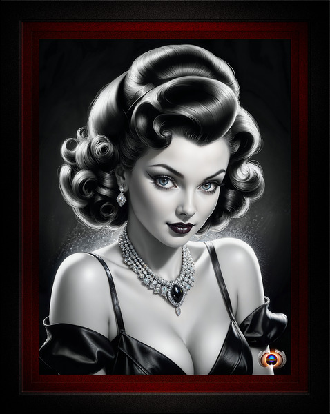 You Will Not Regret Coming With Me Captivating AI Concept Art Femme Fatale Portrait by Xzendor7  Print