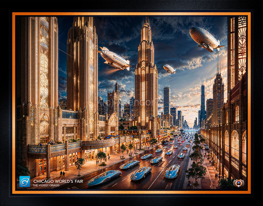Retro-Futuristic Cityscape Of The 2253 Chicago Worlds Fair