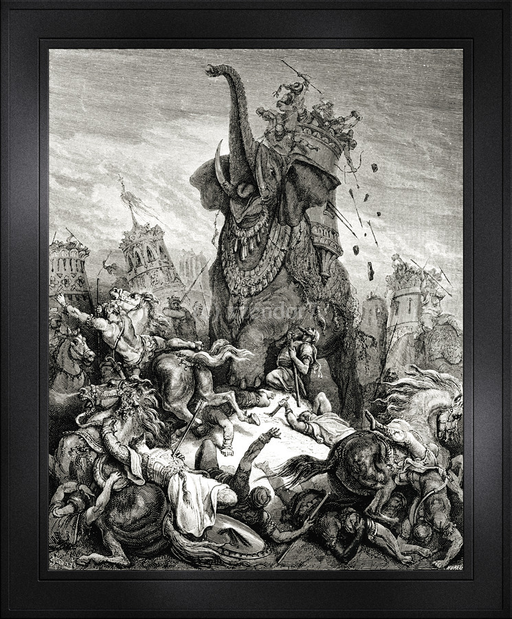 GUSTAVE vs GUSTAVE 2 手描きイラスト Jacob Wrestling with the Angel by Gustave Dore v2 Art Print